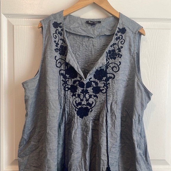 Gray and Blue Embellished Midi Dress - Picture 1 of 4